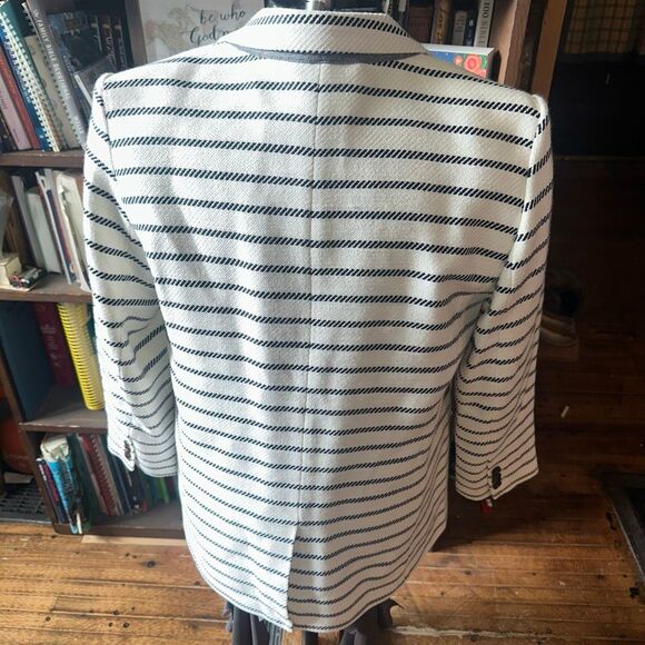 Loft black & white striped business casual 14P blazer - Picture 2 of 4